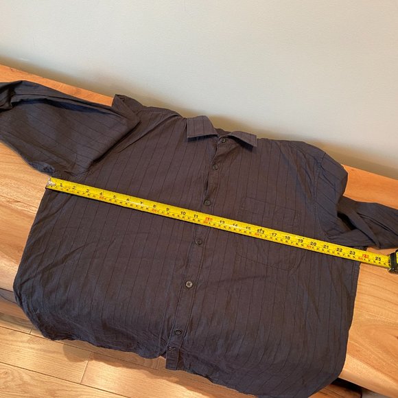 3 for 20$, Kenneth Cole Men 100% Cotton Black Stripe Button Up Shirt Size XL - Picture 4 of 9